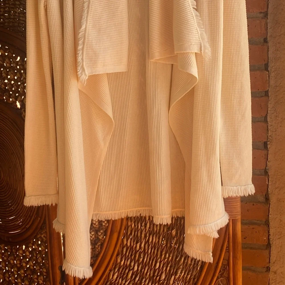 NWOT Michael Kors Cream Knit Waffle Fringe Sweater Excellent Condition!